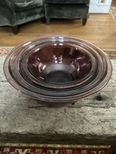 3 Vision Pyrex Corningware Cranberry Nesting Mixing Serving Bowls, Set Of Three