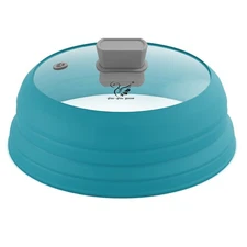 Microwave Splatter Cover Glass Guard Lid Collapsible Silicone - 11.8" Blue