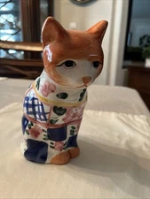 Bella Casa by Ganz Ceramic Kitty Cat Figurine Florals 6.5" Tall