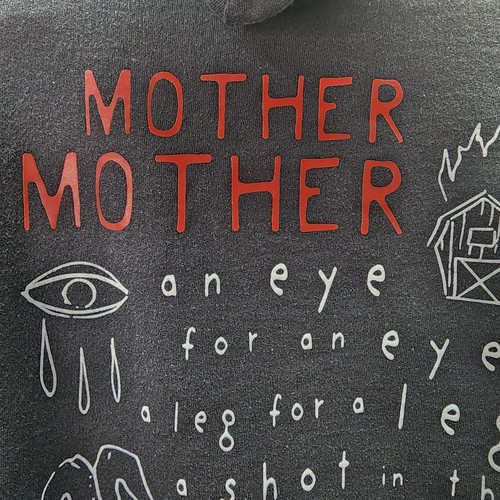 Mother Mother Hoodie L Black Graphic Band Merch Gildan Heavy Blend Eye Flame - Picture 7 of 11
