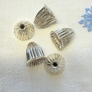 Sterling Silver Ribbed Corrugated Fluted Bead Caps 12mm, 2 Pieces