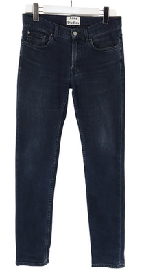 ACNE STUDIOS Ace Blue/Black Herrenjeans W30/L32 Slim Fit Zip Fly Stretch