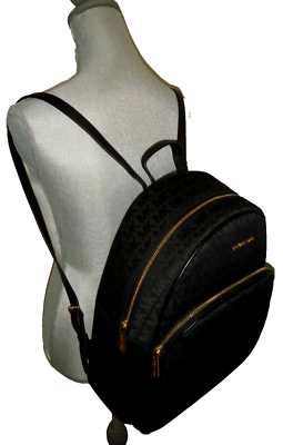 MICHAEL KORS Women's Abbey MK Signature LARGE Backpack Black