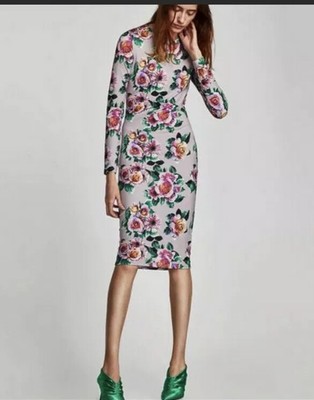 zara long sleeve floral dress