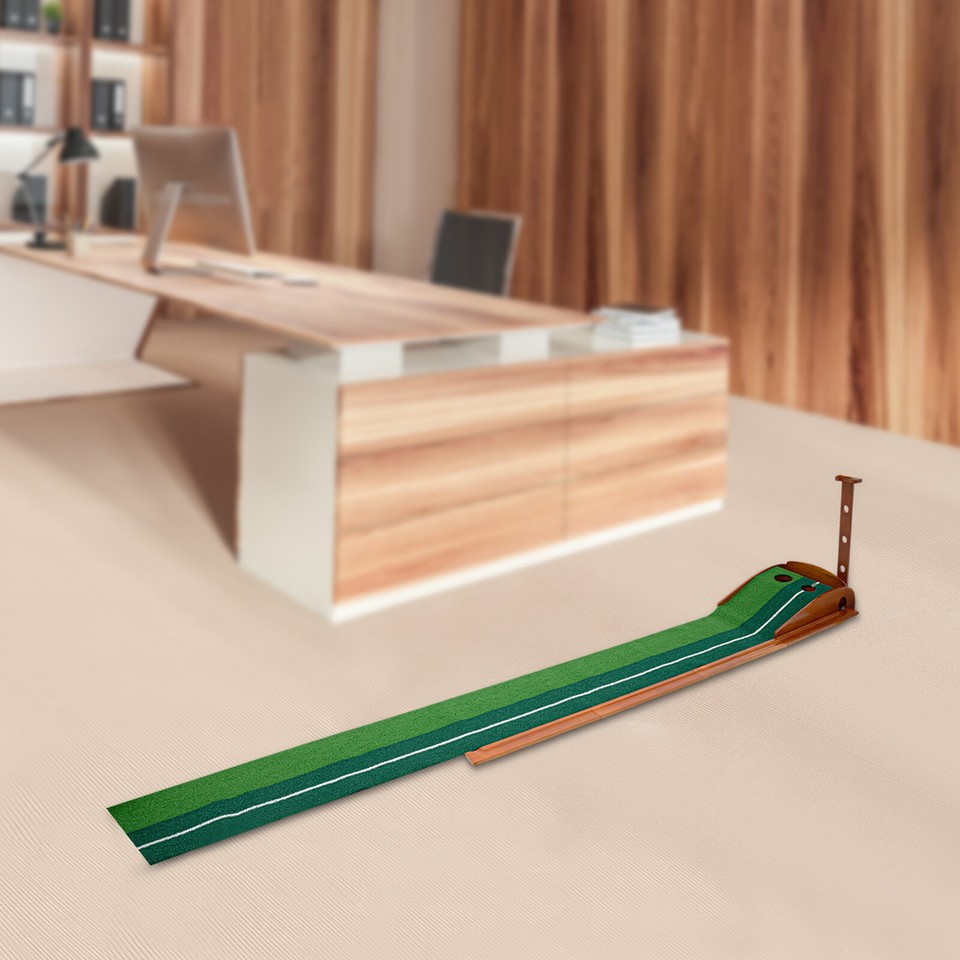 Indoor Golf Putting Green Practice Mat Exerciser W/Auto Ball Return