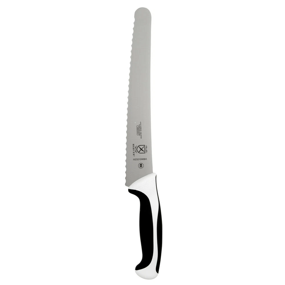 Mercer Culinary Millennia 10" Wide Bread Knife with White Handle