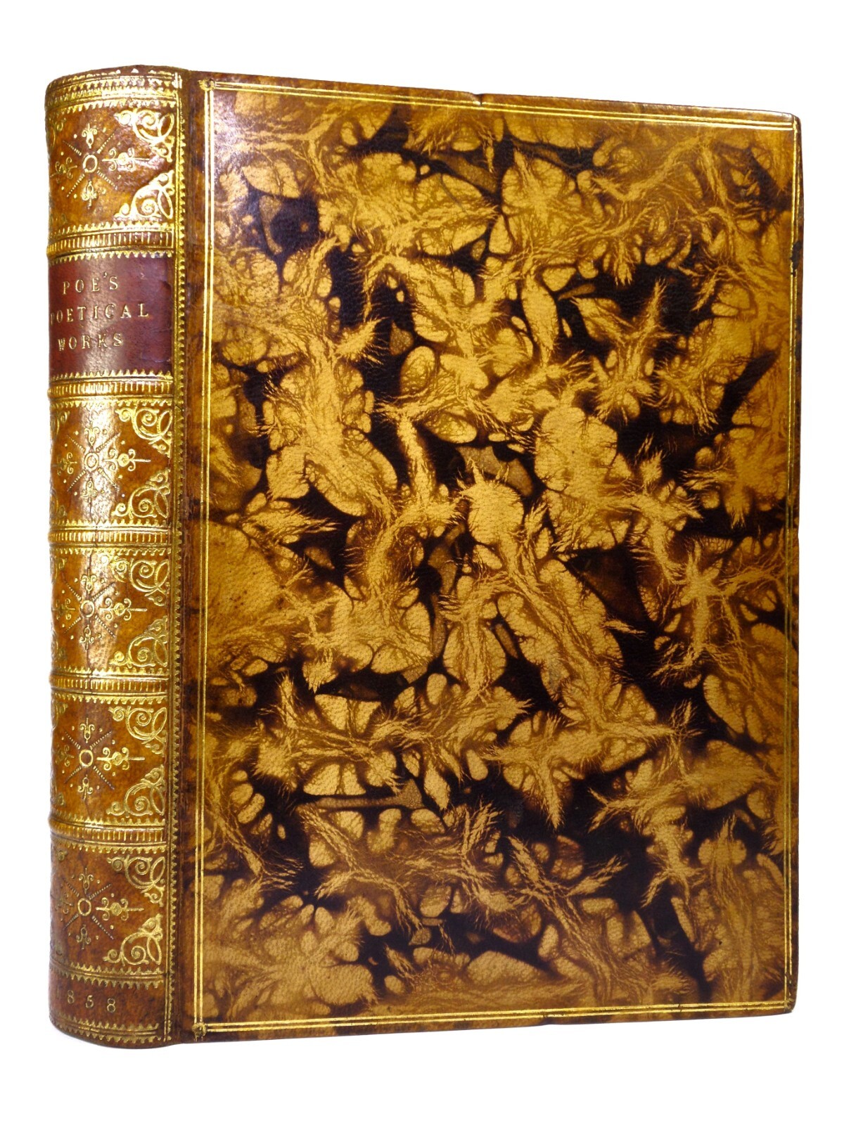 THE POETICAL WORKS OF EDGAR ALLAN POE 1858 FINE LEATHER BINDING