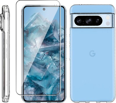 HANDY SCHUTZ HÜLLE TPU + DISPLAY GLASFOLIE SCHUTZGLAS Für GOOGLE PIXEL 8 PRO LCD