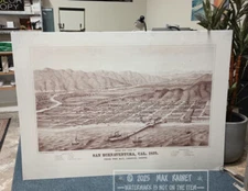 Birds Eye View San BuenaVentura CA (1877) Early Ventura Pier * Frame Worthy Art