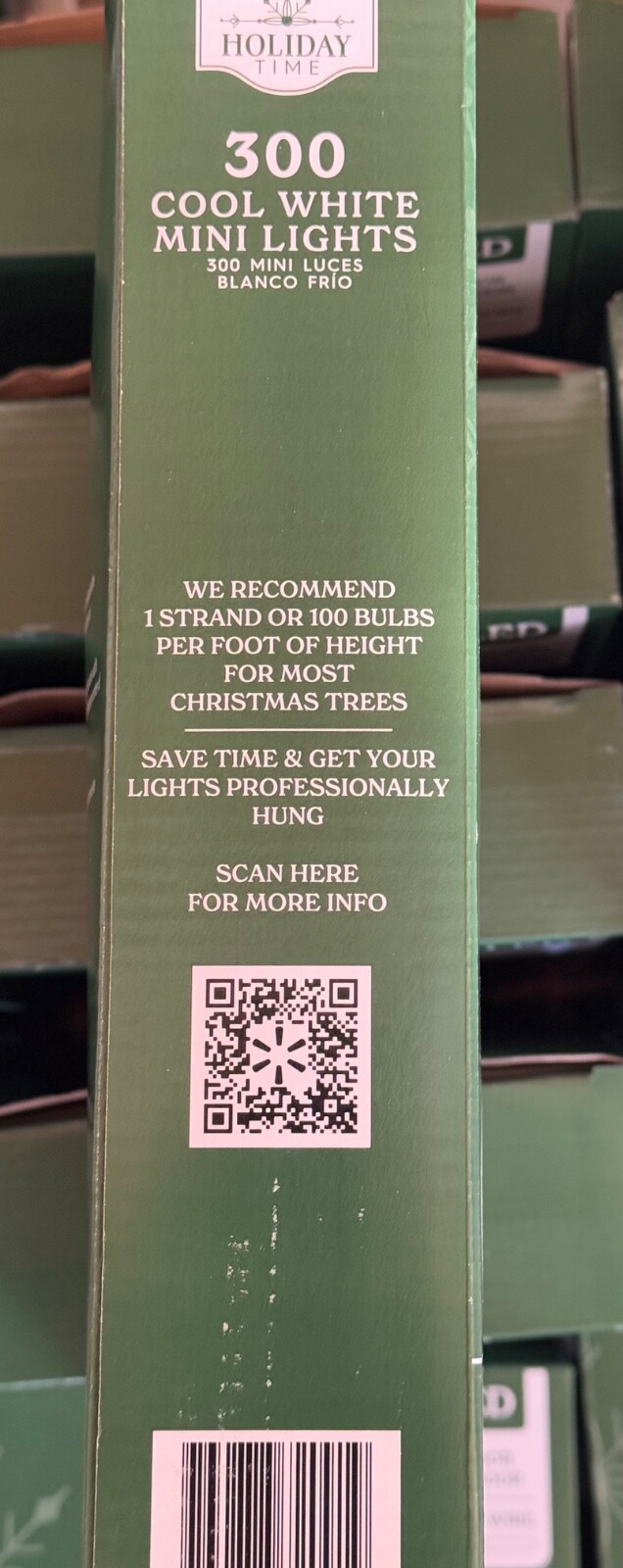 NEW! Holiday Time 300 Cool White Mini LED Christmas Lights Strand White Wire