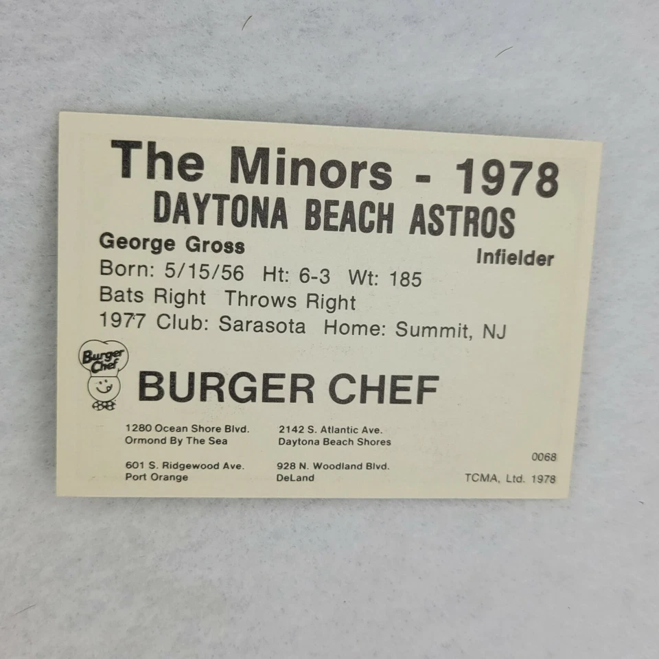 1978 TCMA Daytona Beach ASTROS #68 George Gross - Image 2 of 2