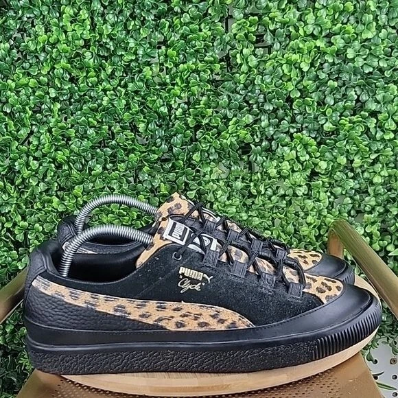 PUMA MENS CLYDE RT X VOLCOM FOR BLS SNEAKER SHOE LEOPARD PRINT