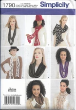 1790 Simplicity  Scarf Andrea Schewe Designer 8 Styles Variations Sewing Pattern