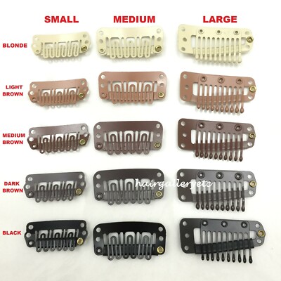 QUALITY SM MD LG  HAIR EXTENSION CLIPS SNAP WIG CLIPS FOR TOUPEES HAIR PIECES 