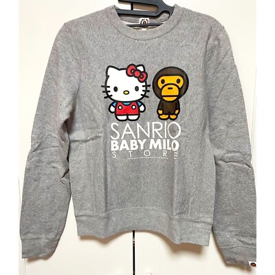 A BATHING APE BABY MILO SANRIO HELLO KITTY Sweatshirt Pullover Gray XS Excellent