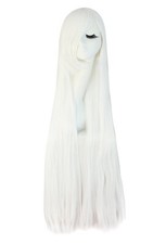40 Inch White Long Straight Bangs Wig Synthetic Fiber For Cosplay Anime Costume