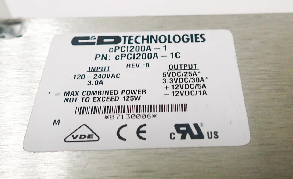 CD TECH CPCI200A-1C REV B POWER MODULE 5VDC/25A, 3.3VDC/30A, 12VDC/5A, -12VDC/1A - Image 3 of 4