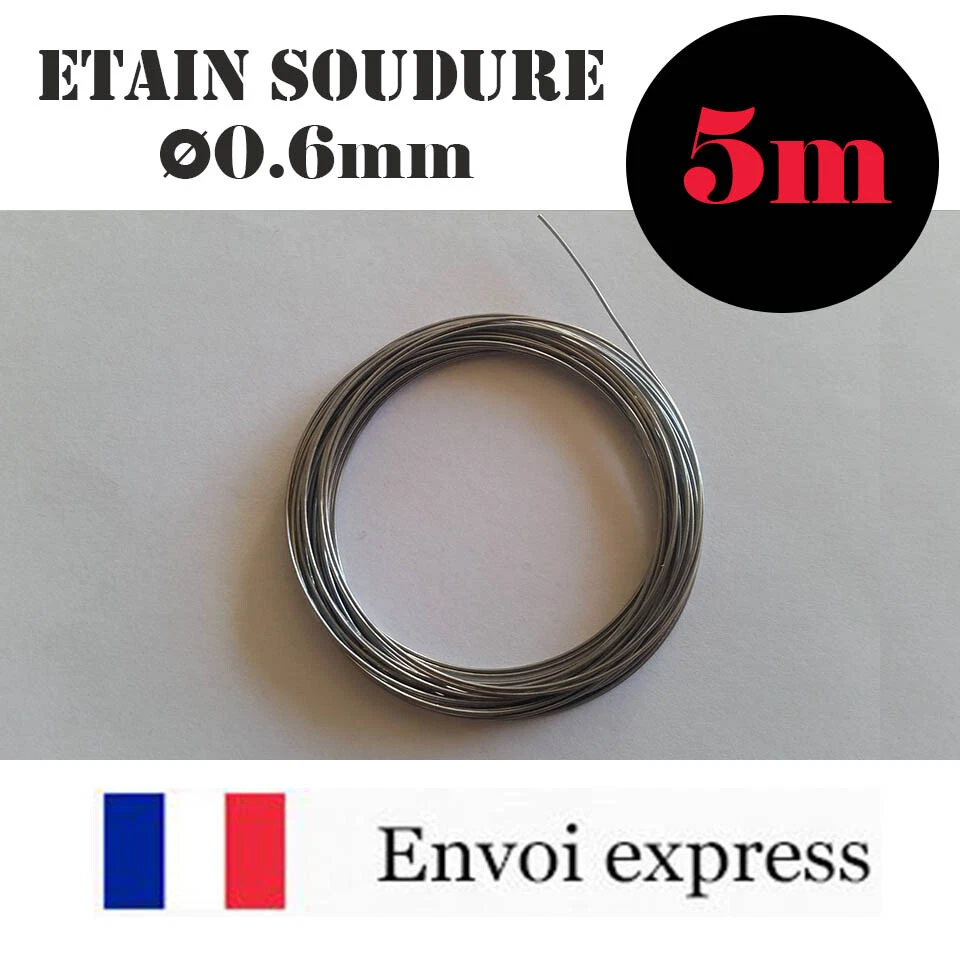 5m de Fil Etain pour soudure -avec flux - 60% étain (électronique, fer à souder)