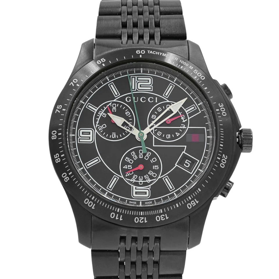 $1250 Рекомендуемая розничная цена производителя | Мужские часы-хронограф Gucci G-Timeless черная сталь - YA126217 - Изображение 2 из 4