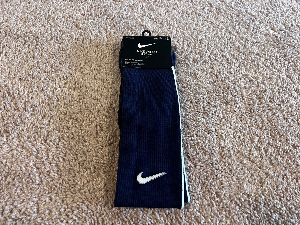 Nike Dri Fit soccer futbol socks blue white swoosh knee high Villanova NY M  6-8