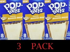 3x Kellogg's Pop Tarts FROSTED BANANA BREAD Toaster Pastries 8 Count 13.5oz 3 PK