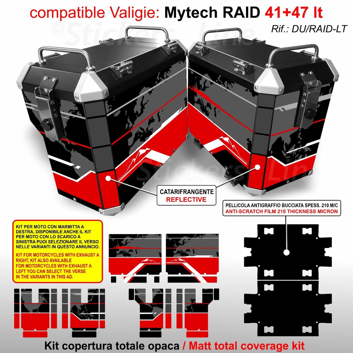 Adesivi valigie laterali Mytech Raid 41+47 LT compatibili per