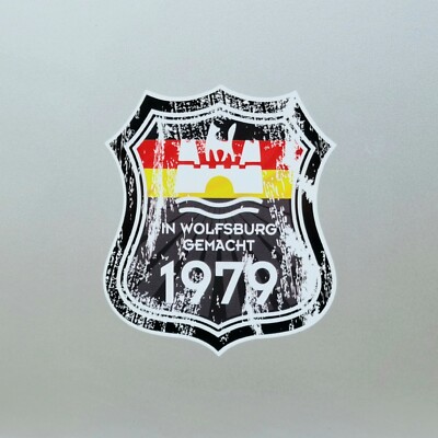 Distressed 1979 Made In Germany Wolfsburg Vinyl Sticker Decal For Car 105x90mm