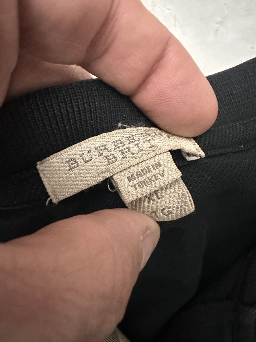 Burberry Brit Long Sleeve Polo Shirt Nova Check Black Cotton Burberry Brit Long Sleeve Polo Shirt Nova Check Black Cotton