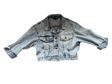 Vintage 80s Denim Jacket British Mist Acid Wash SZ Medium