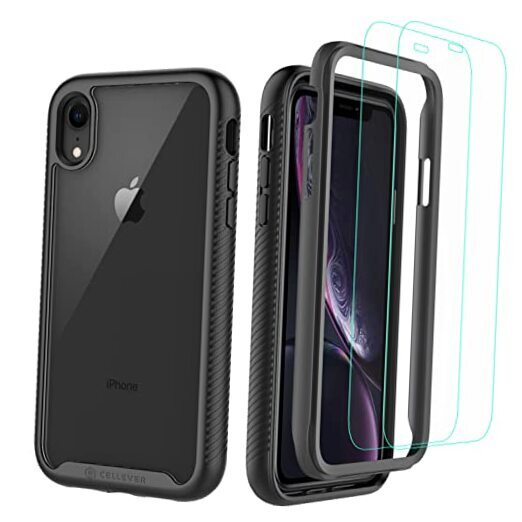Clear Full Body Case for iPhone XR, Heavy Duty Protection with Anti-Slip Black
