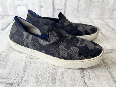 Rothy's The Original Slip On Sneakers Shoes Gray Camo Grey Knit Womens Size 