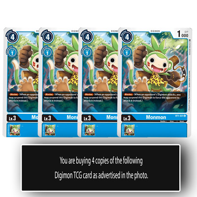 Monmon - BT1-031 U - Uncommon Digimon TCG Card Playset Blue
