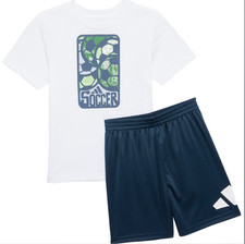 adidas Little Boys Dark Blue  White T-Shirt and Shorts Set - Short Sleeve