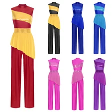 Women Jumpsuit Ballet Bodysuit Lyrical Dancewear Zipper Mock Neck Full Body
