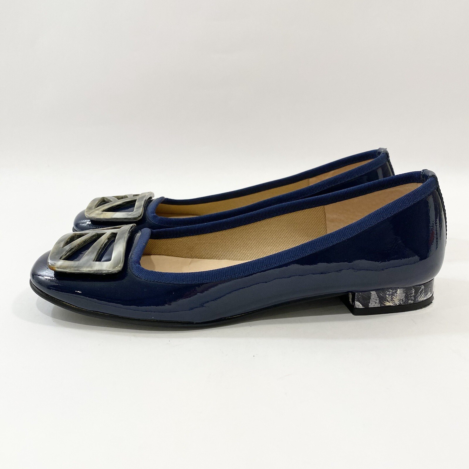 SAOLA Ballerine Talismano Suola Francese FS NY Donna US 6 Navy Pelle Verniciata *Leggi*