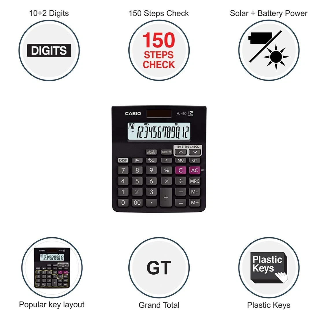 Casio MJ 12D 150 Steps Check and Correct Desktop Calculator eBay