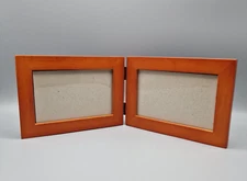 Vintage Picture Light Brown Duo Frame / Double Hinged Glass 4x6 Photo Hanging