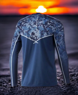 HUK Icon X Tide Change Fade L/S Shirt UPF 50+ Atlantic Color Size XXL