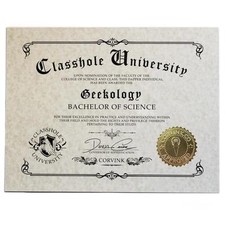 CLASSHOLE DIPLOMA - GEEKOLOGY HUMOR NOVELTY
