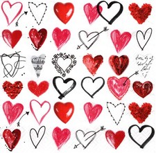  2 Two Paper Lunch Napkins for Decoupage/Mixed Media - Cupids Arrow Hearts