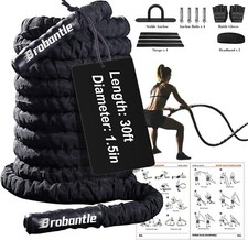 Heavy Battle Rope 30ft 1.5 Workout Training Exercise Rope w/ Handles Gym Fitnes