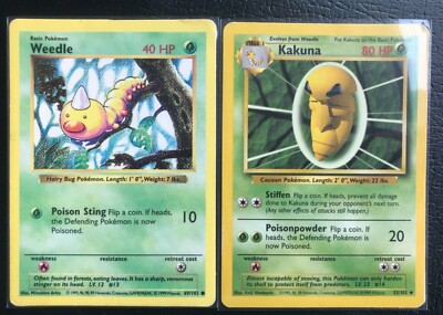 Pokémon Weedle & Kakuna Nintendo SHADOWLESS 1995,96,98,99 IN EXCELLENT  CONDITION
