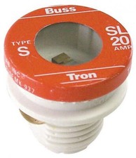 1 BUSS 20 amp Type S Plug FUSES Time Delay ORANGE screw In BUSSMANN SL-20
