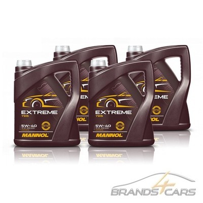 MANNOL 4x 5L EXTREME 5W-40 MOTORÖL FÜR RN0710 MB229.5 226.5 API SP VW 502 505 #