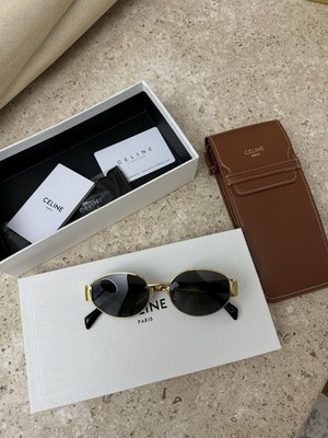 Celine Women's Oval Gold Metal Sunglasses 