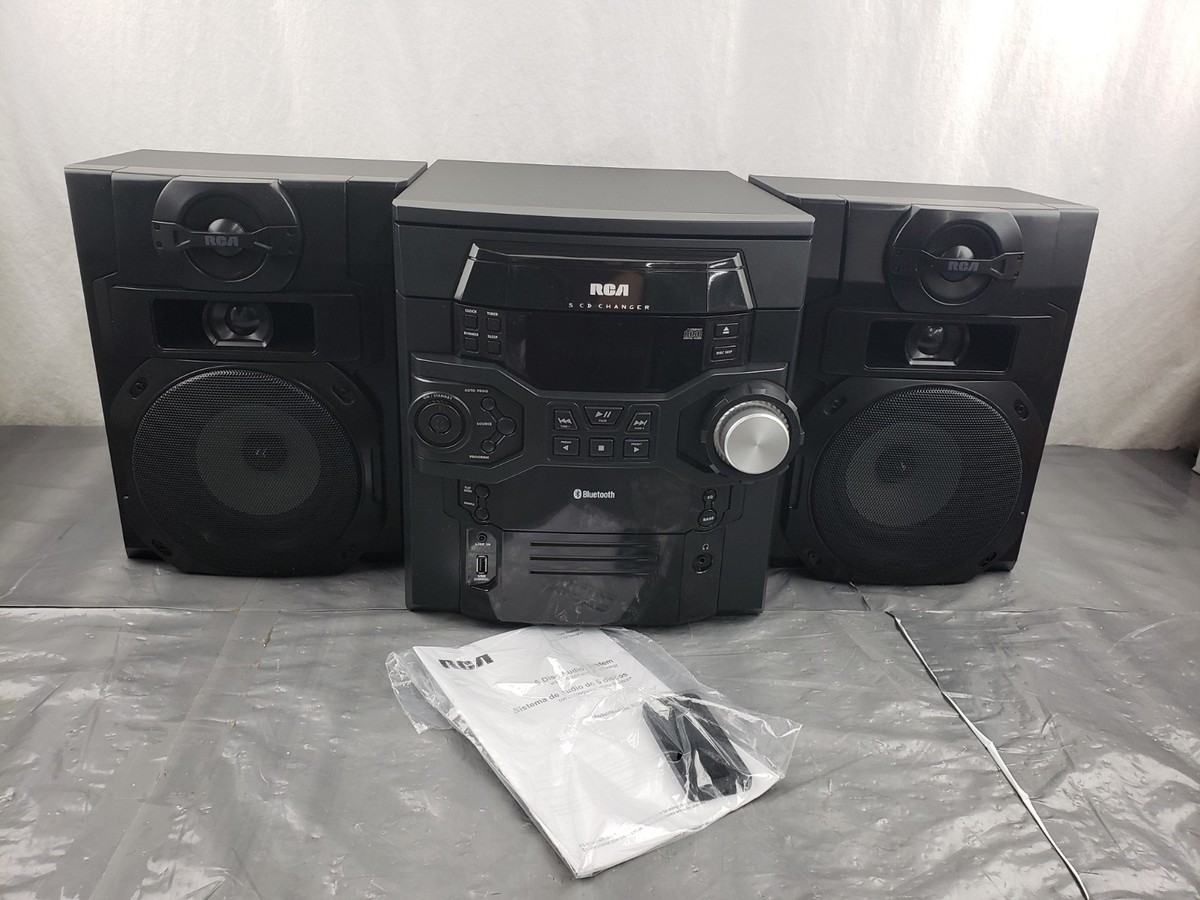 RCA 5 CD Disc RS2867B Stereo Audio System BLUETOOTH 2 Speakers NO