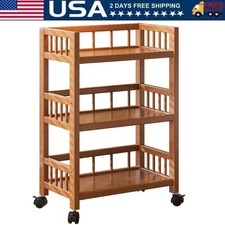 Solid Beechwood Art Cart Storage Organizer, 3-Tier Rolling Utility Studio Tabore