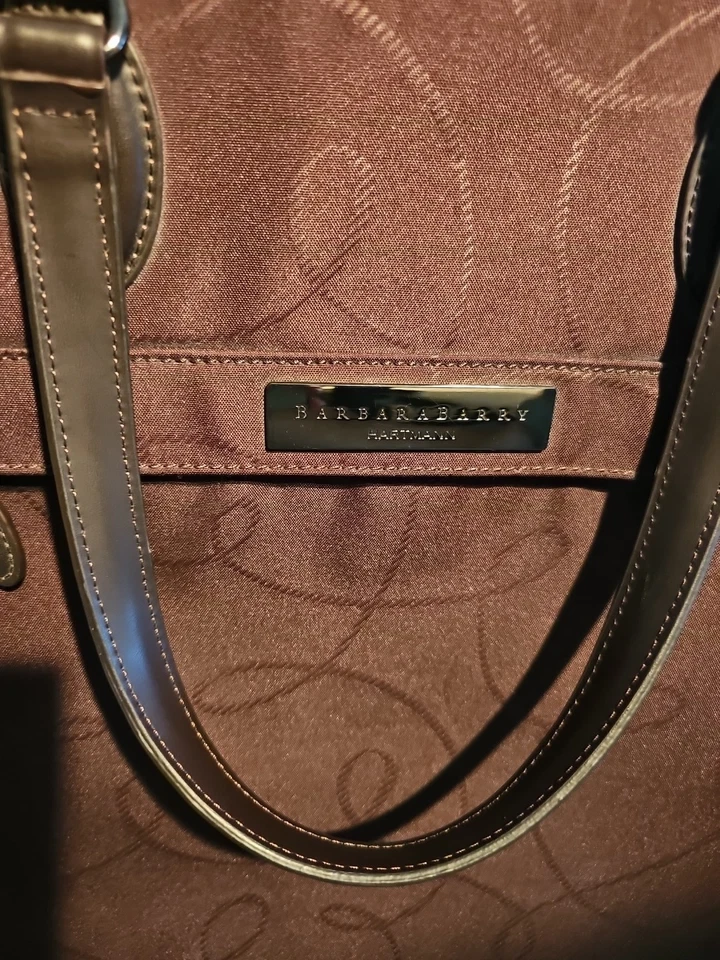 Hartmann Barbara Barry Bolso de Semana Equipaje de Mano Marrón Jacquard Durante la Noche Foto 4 de 4