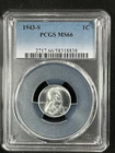 1943-S  1C  Lincoln Wheat One Cent  PCGS MS66  58318838