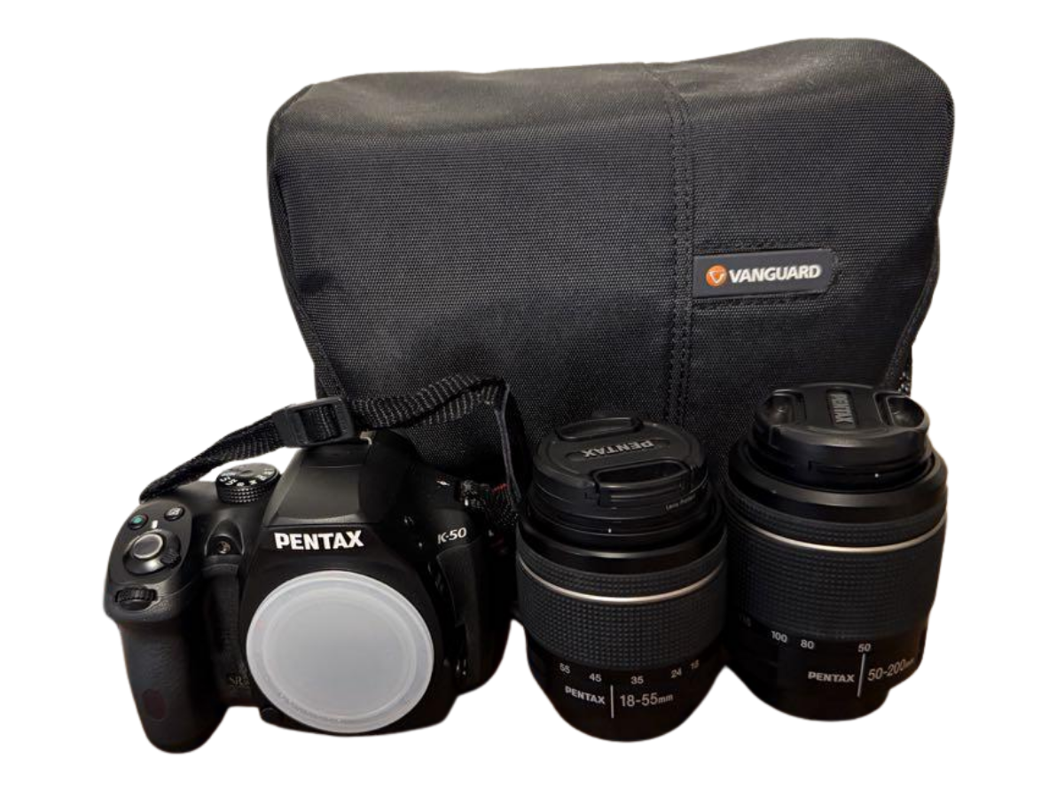 PENTAX K-50 Digital SLR Camera Black 18-55 Lenses Double Zoom Used